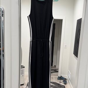 Adidas Black Jumpsuit with White Stripes